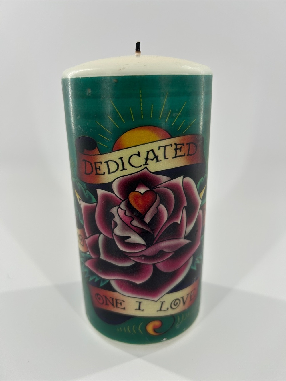 Ed Hardy dedicated to the One I love Pillar Candle Rose Y2K Vintage Goth Grunge